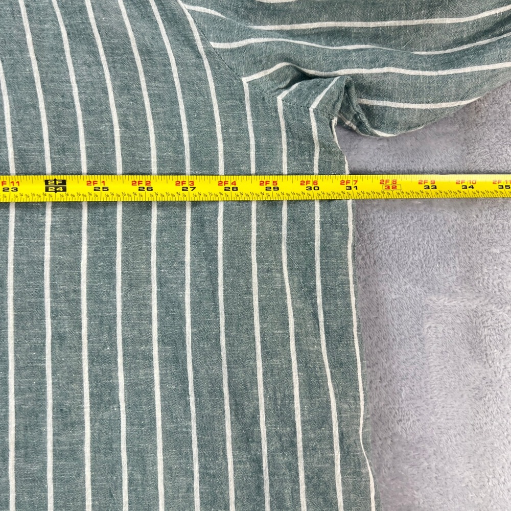 Lane Bryant Green White Striped Linen Blend Button Down Tunic Top 26/28 Coastal - Picture 9 of 12